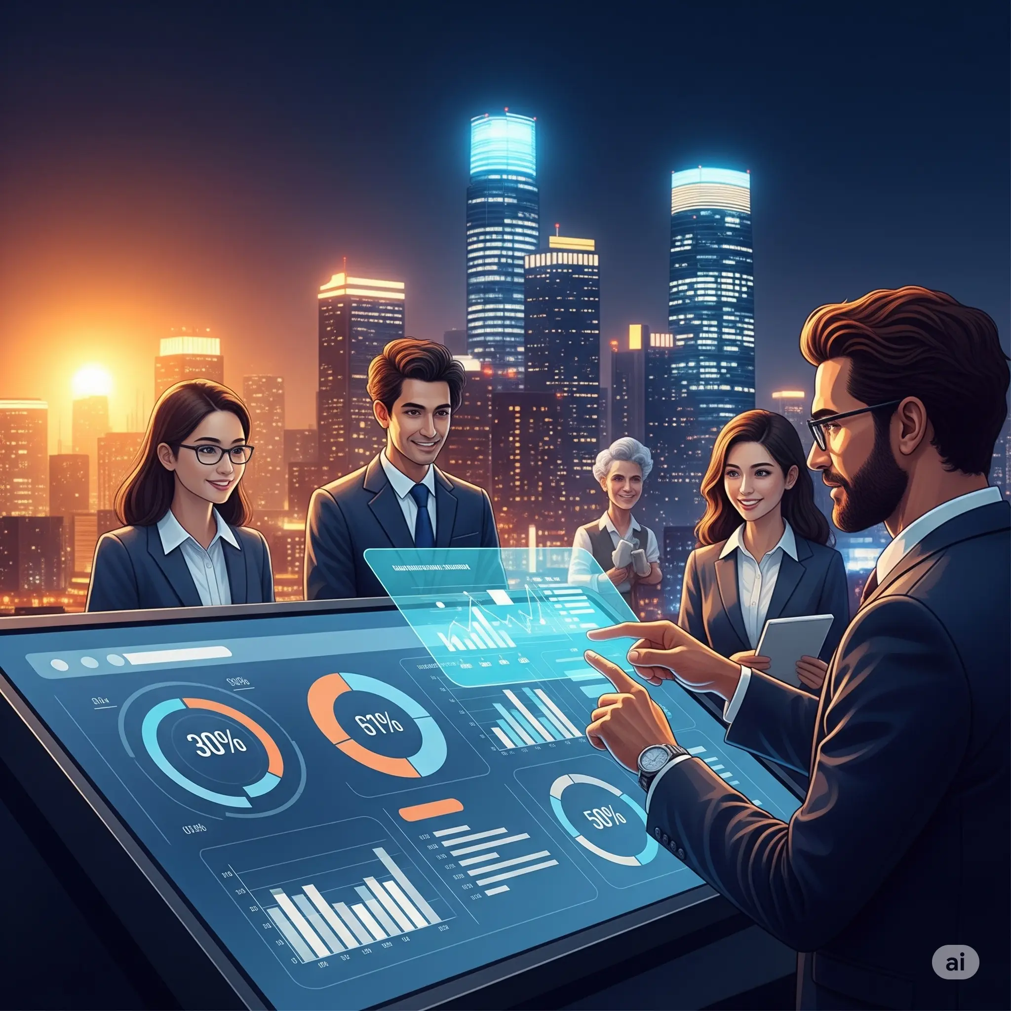 Mission illustration showing digital transformation